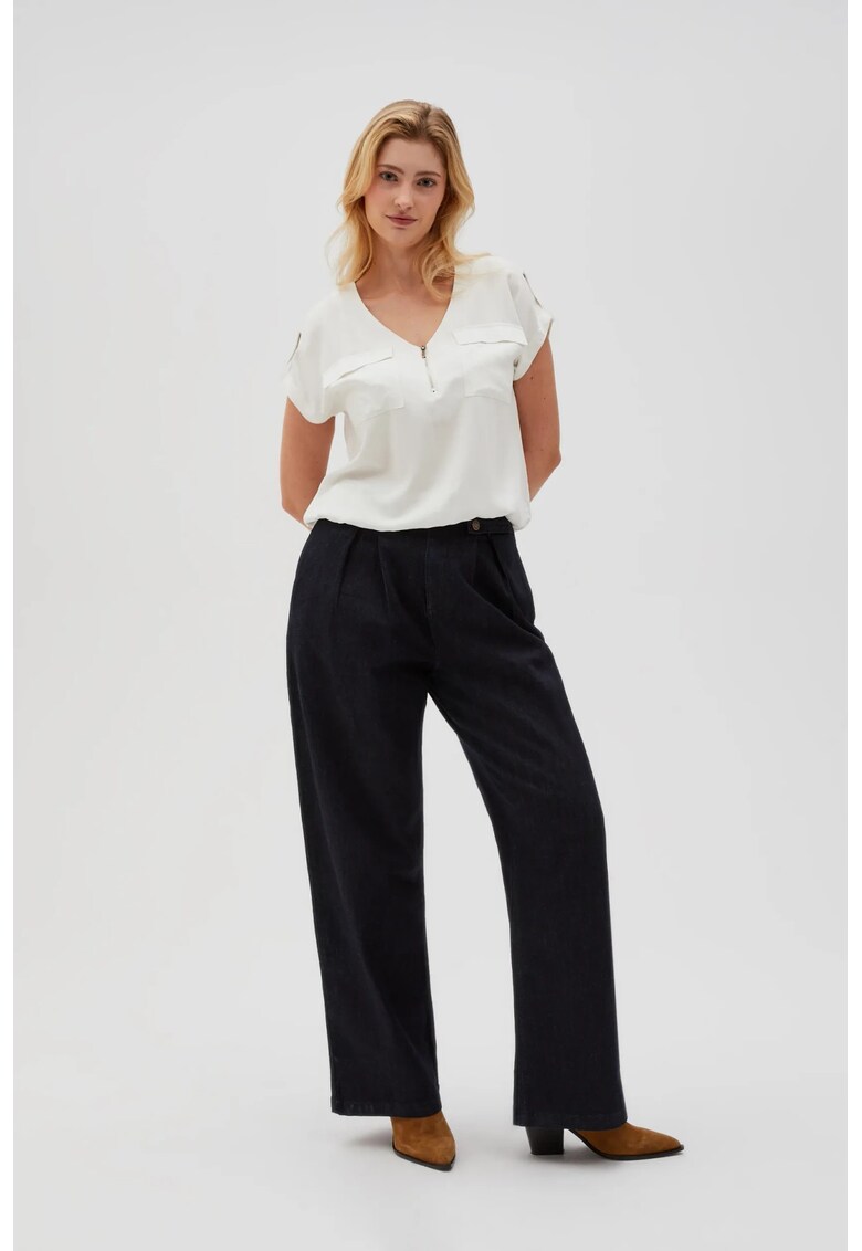 Jeans cu picioare largi bleumarin - Albastru inchis