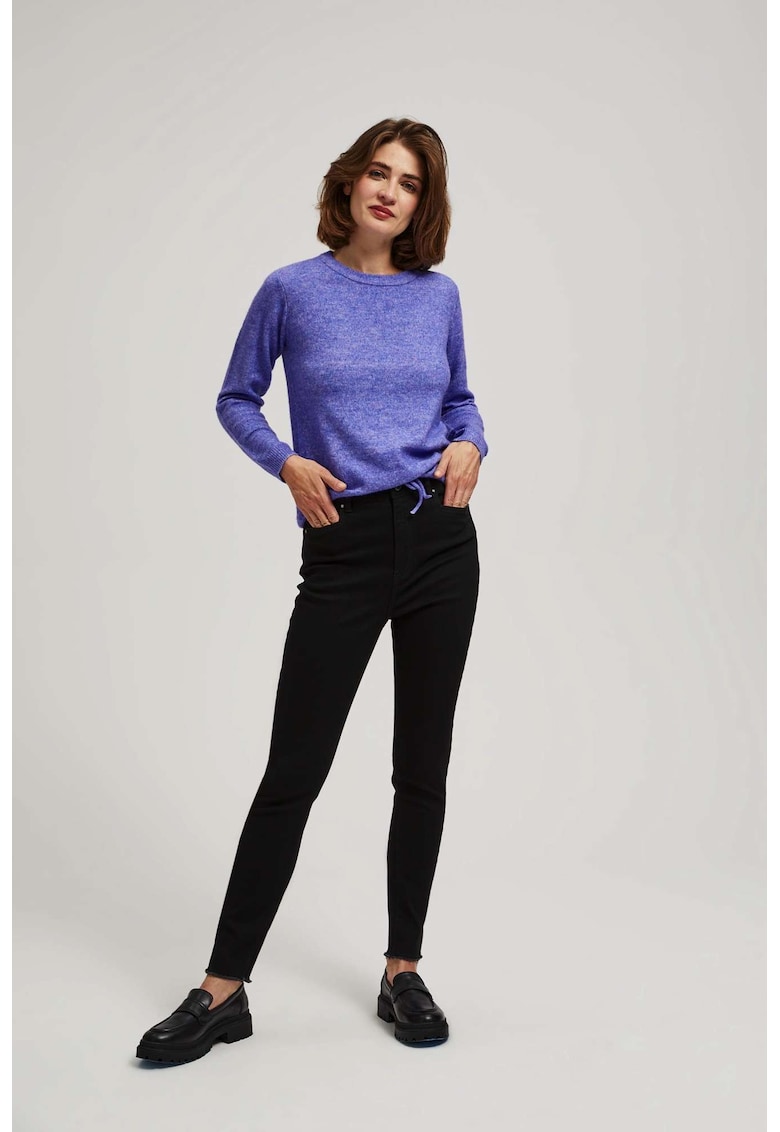 Jeansuri negre cu talie medie - Negru