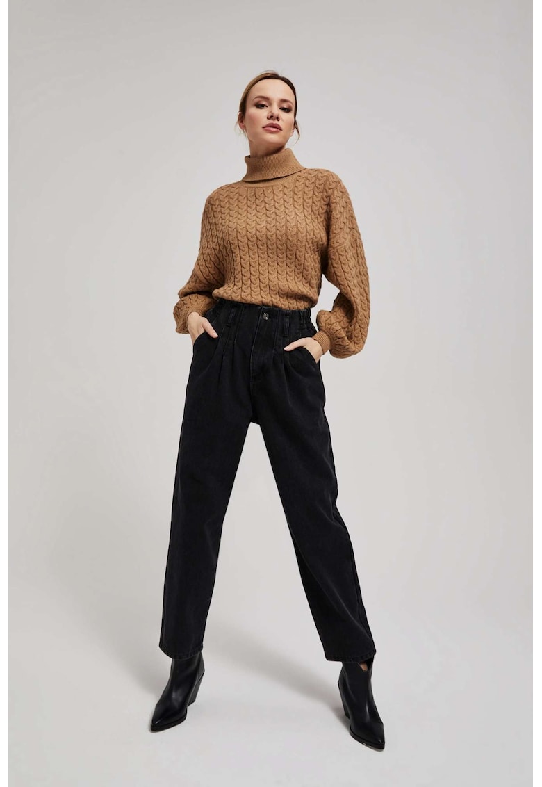 Jeansuri paperbag negre - Negru