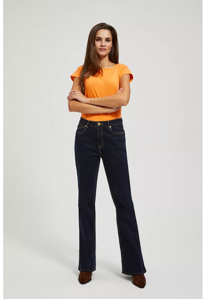 Jeans Bootcut cu Cusaturi Deschise - Negri - BLUE