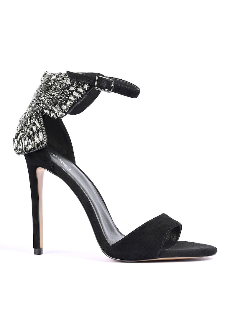 Sandale din piele intoarsa cu detaliu cu fluture Lakenya - Negru