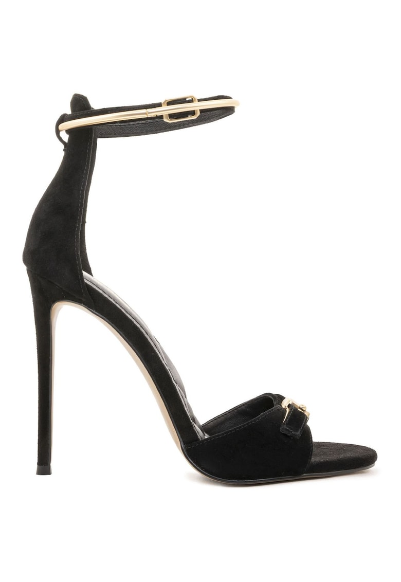 Sandale din piele intoarsa cu toc stiletto Tasia - Negru