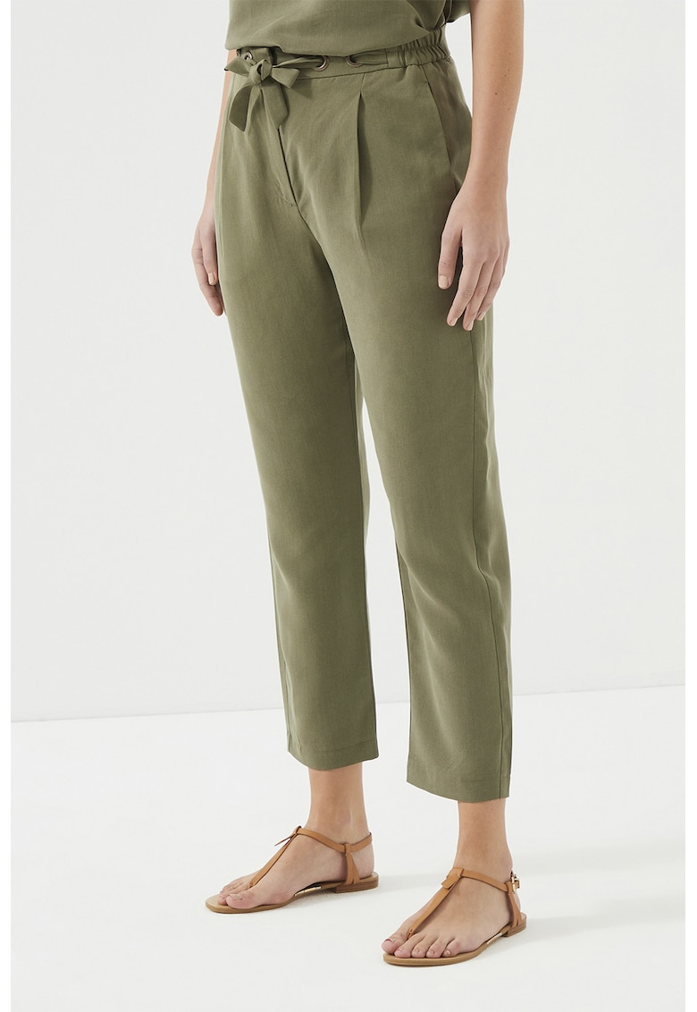 Pantaloni crop cu buzunare laterale - Kaki