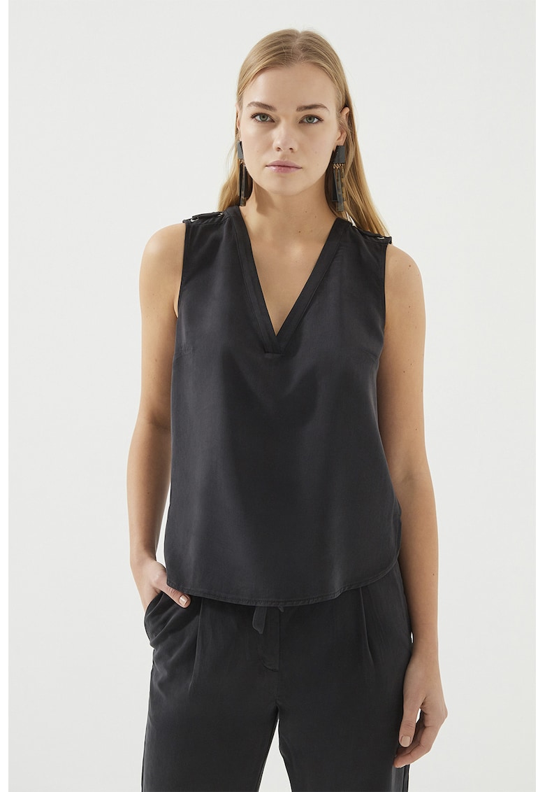 Bluza din lyocel cu decolteu in V - fara maneci