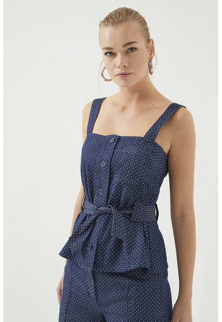Bluza cu decolteu patrat - Bleumarin