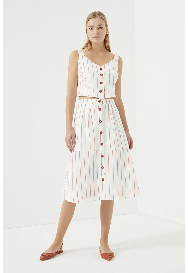 Fusta midi cu model in dungi