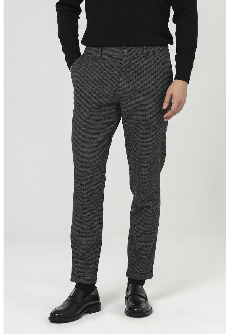 Pantaloni chino conici - Negru/Gri inchis
