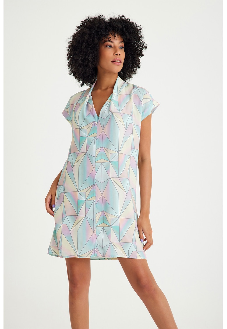 Rochie-tunica cu decolteu in V - Multicolor