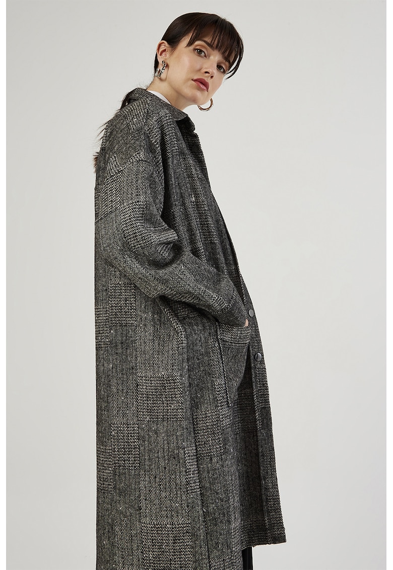 Palton din amestec de lana cu capse