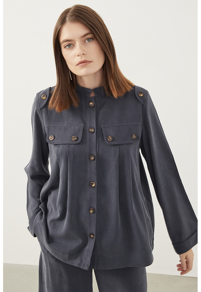 Camasa din amestec de lyocell cu pliuri pe partea din fata