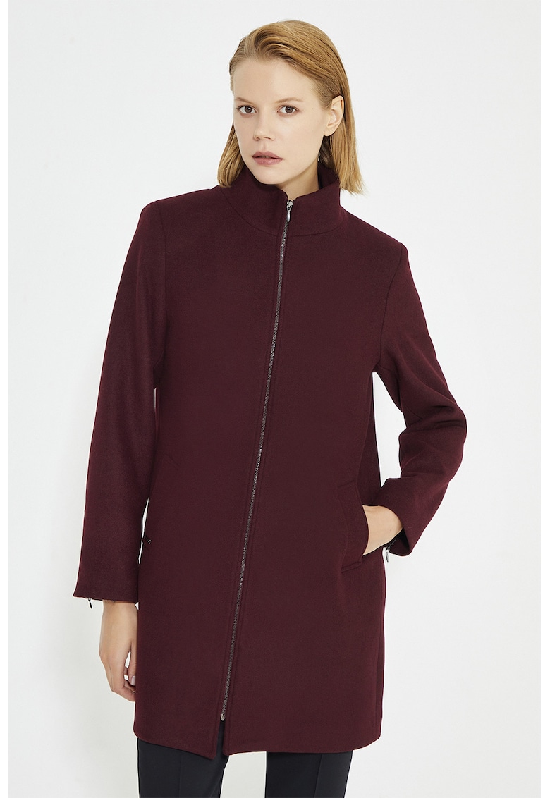 Palton cu guler scurt si fermoar