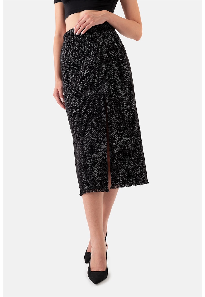 Fusta midi cu slit lateral - Negru