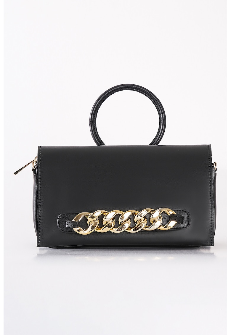 Geanta crossbody de piele sintetica - Negru