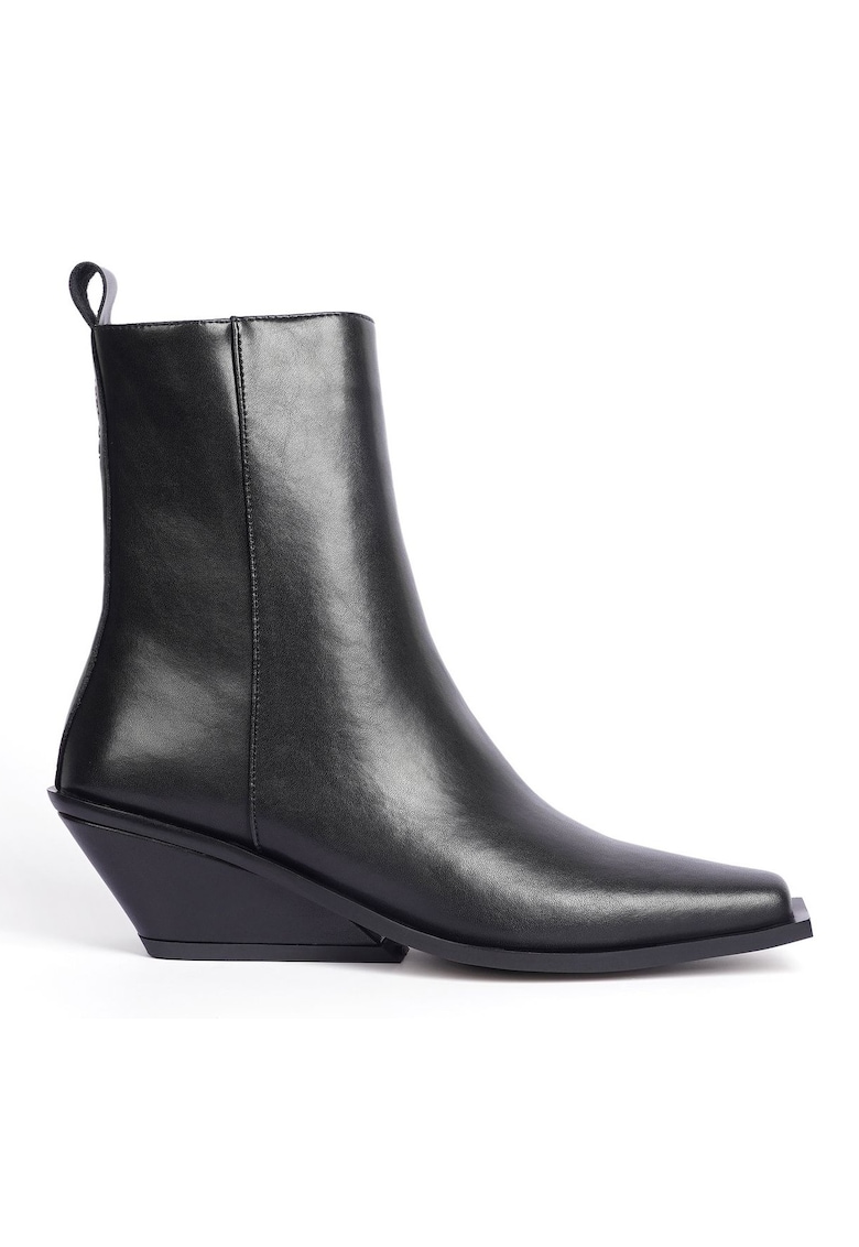 Botine din piele naturala cu varf patrat Keila