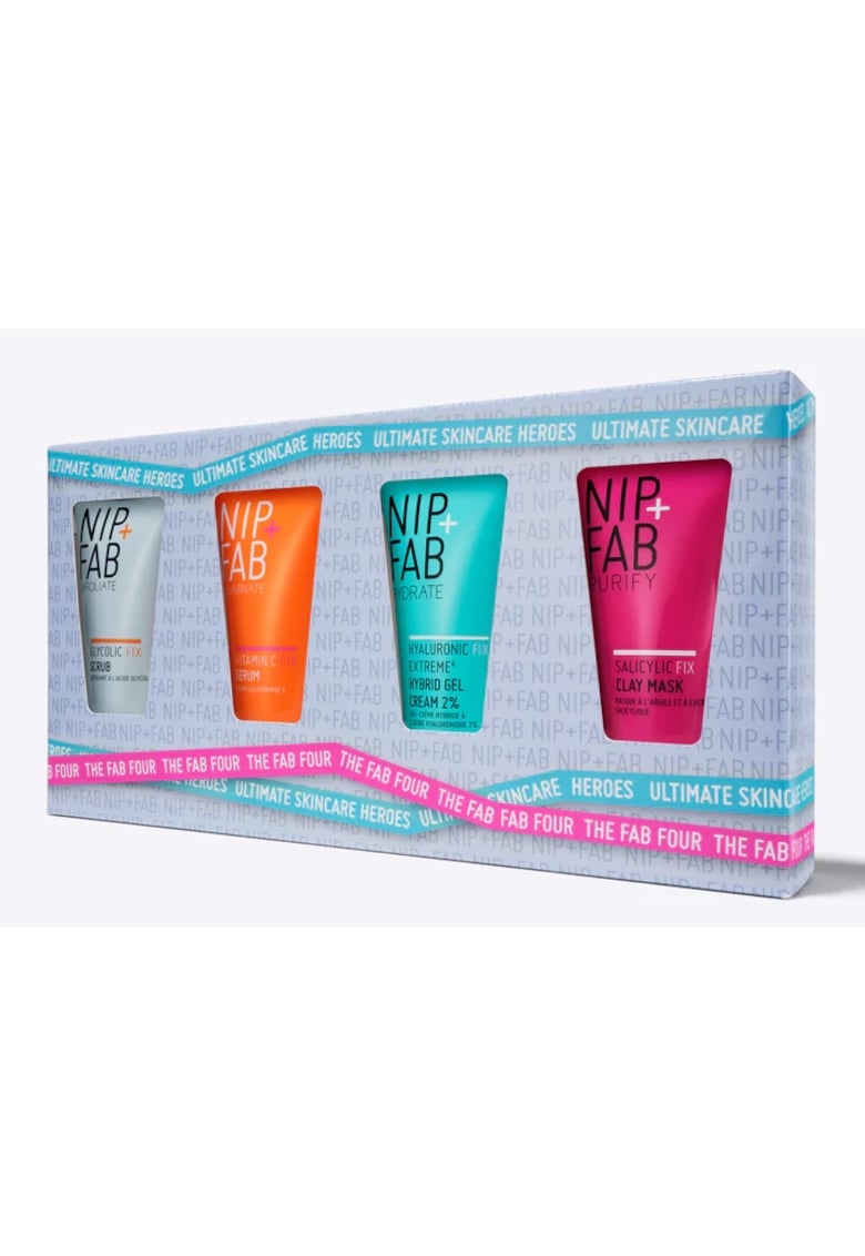 Set NIP+FAB Four Deluxe -Gel Crema Hyaluronic Fix Extreme4 2% 20 ml -Masca cu Argila Salicylic Fix 20 ml si Ser Facial Vitamin C Fix 20 ml