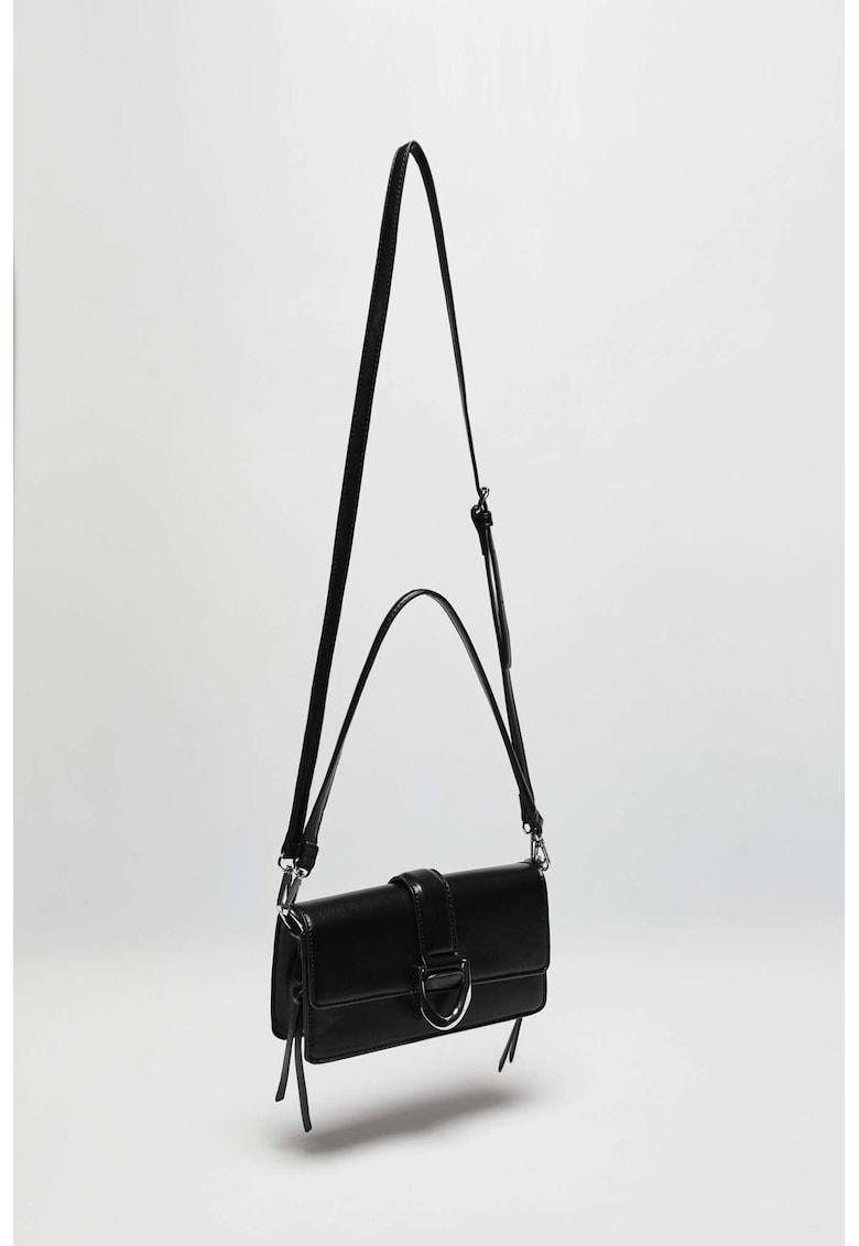 Geanta pe umar cu catarama argintie neagra ONE SIZE
