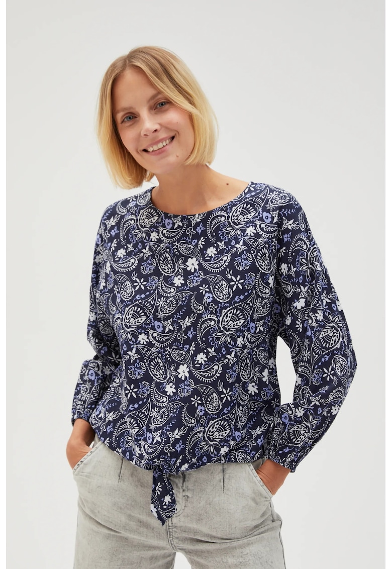 Camasa din vascoza cu model paisley albastra - Bleumarin