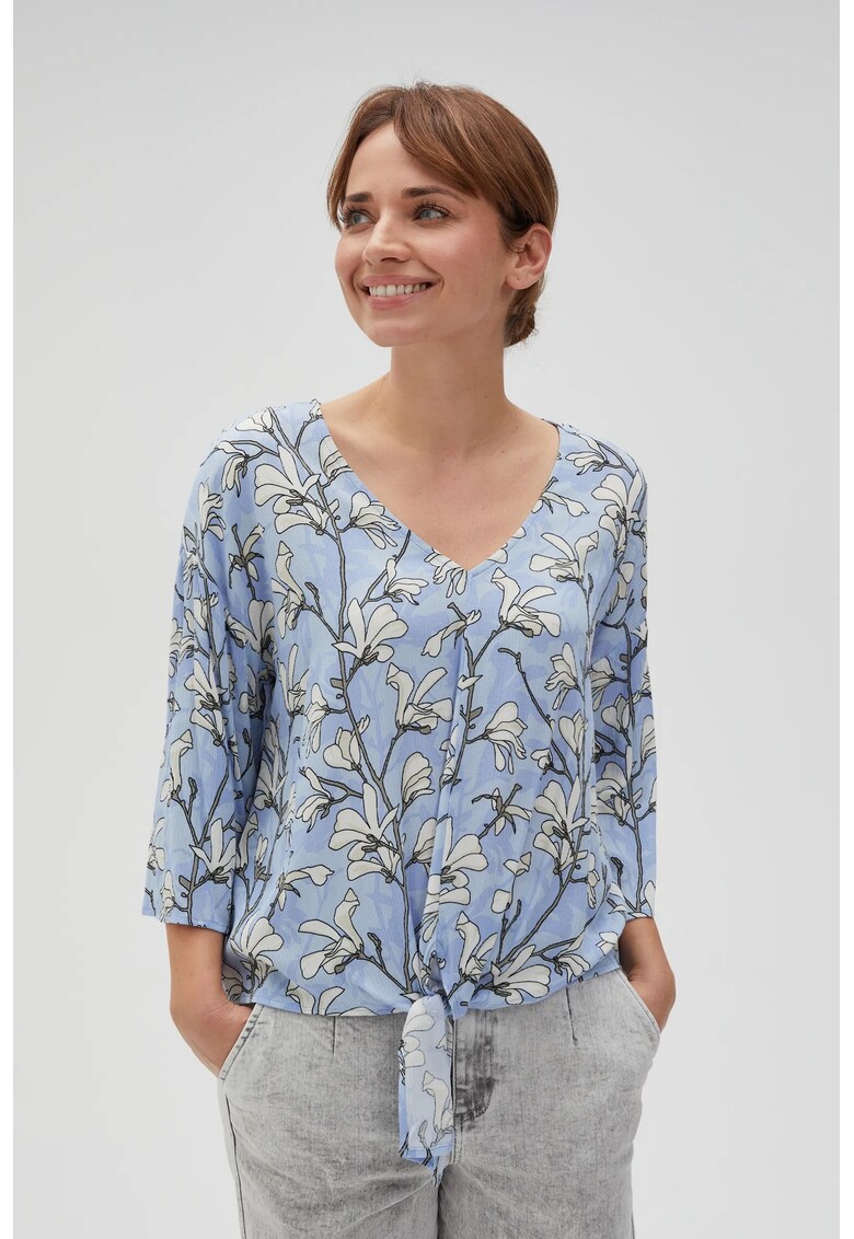 Camasa Albastra din Viscos cu Flori - BLUE