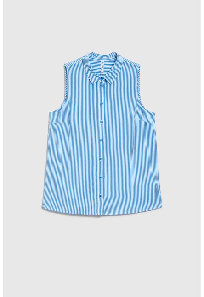 Camasa Albastra din Viscoza cu Dungi - Albastru
