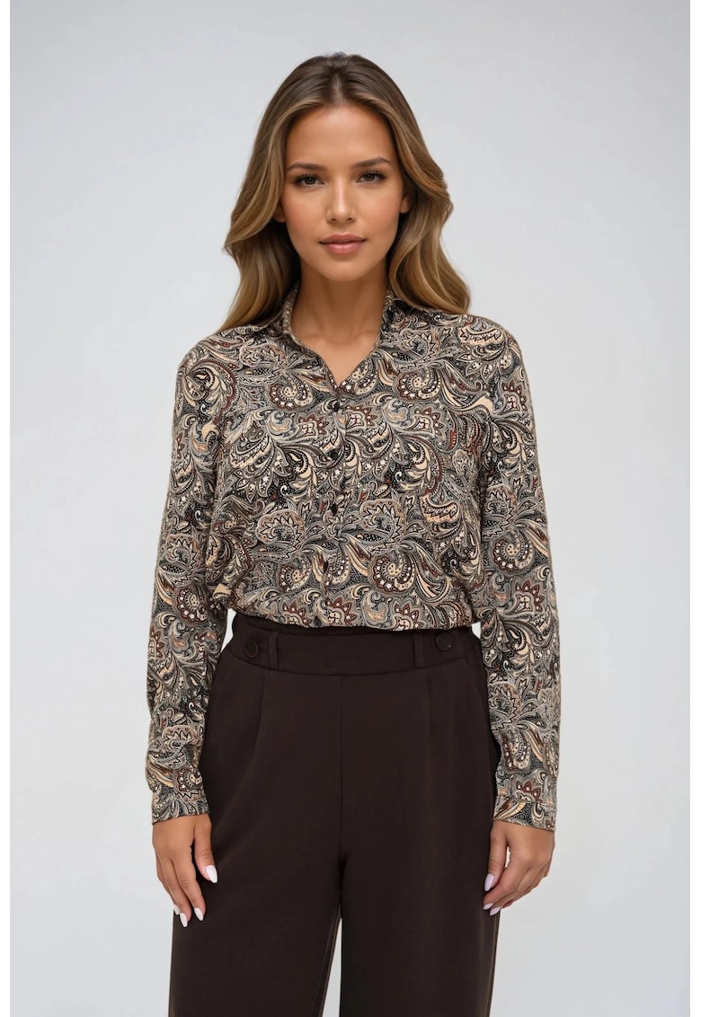 Camasa bronzata cu model - Maro camel