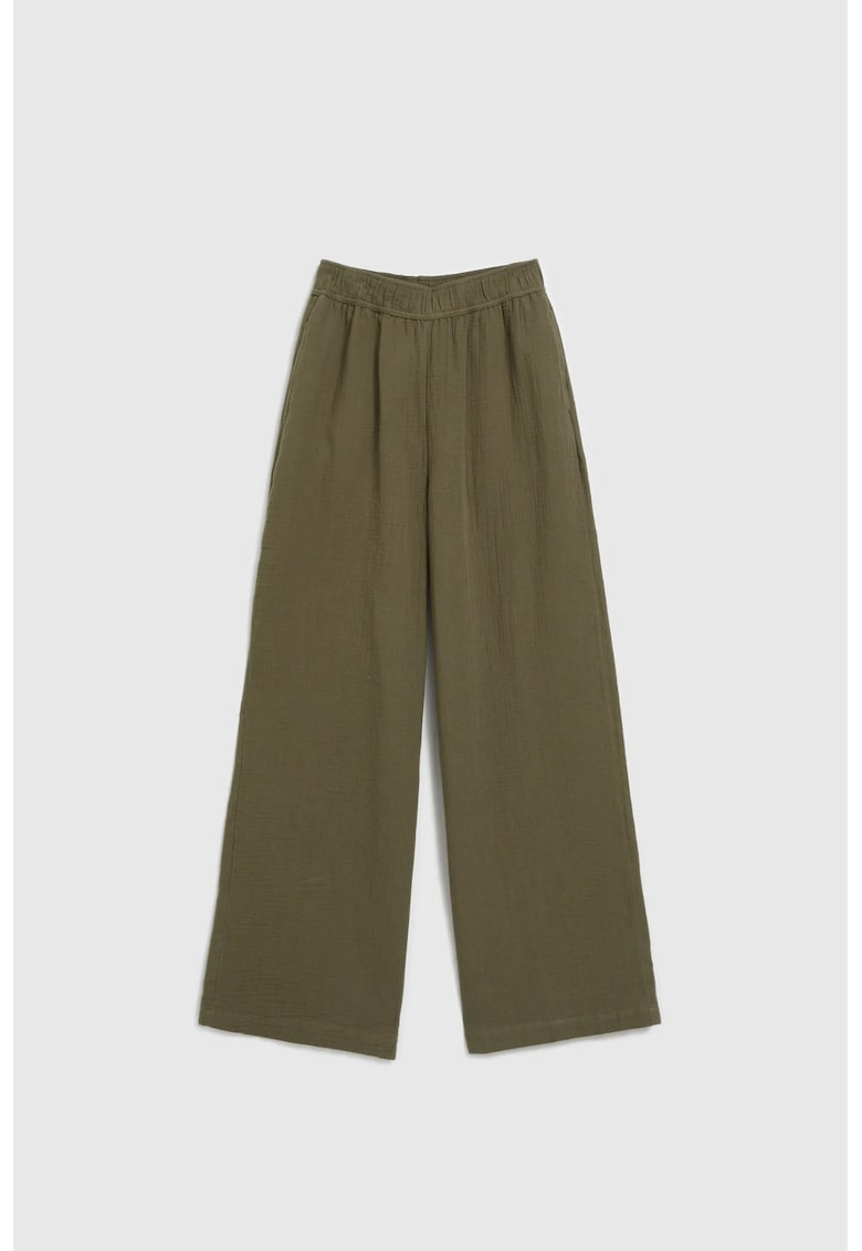Pantaloni bumbac - largi - Verde