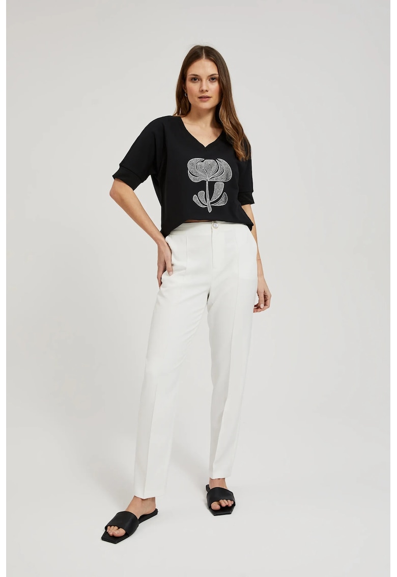 Pantaloni Eleganti Albi - Alb murdar