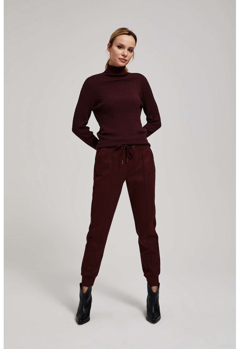 Pantaloni castan cu snur - Maro inchis