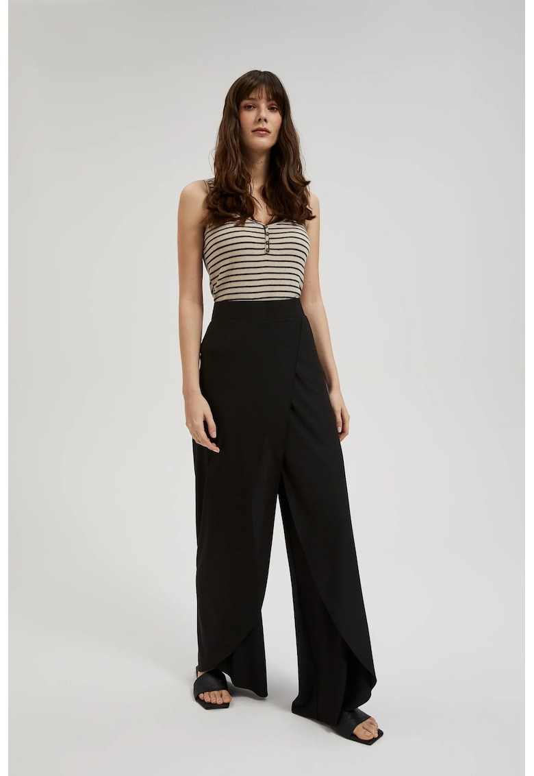 Pantaloni negri cu picioare largi - Negru