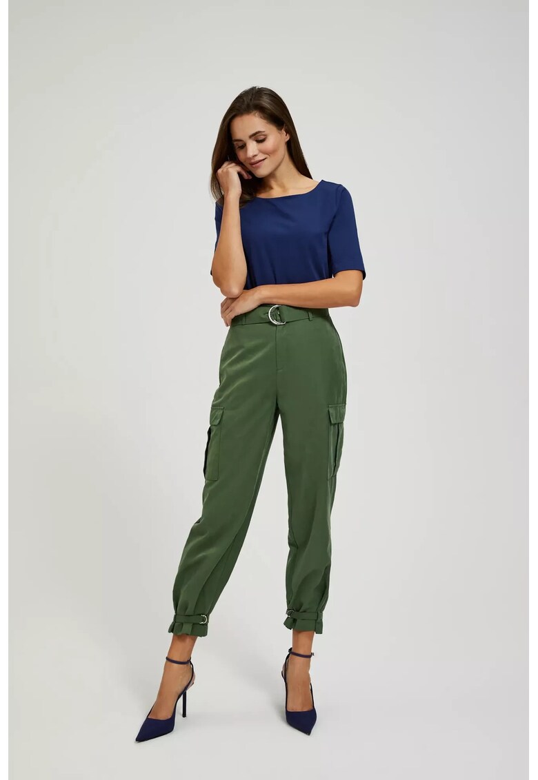 Pantaloni cargo khaki cu picioare conice - Kaki