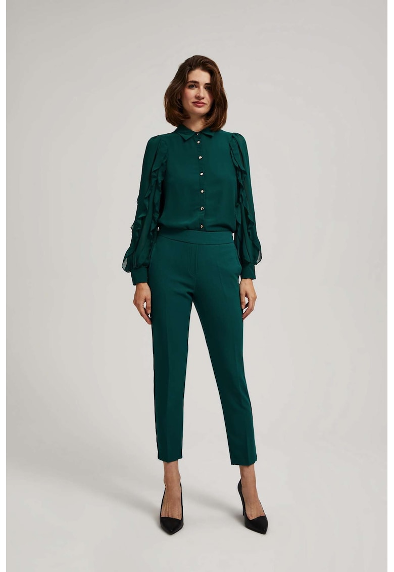 Pantaloni smarald cu talie 7/8 - Verde inchis