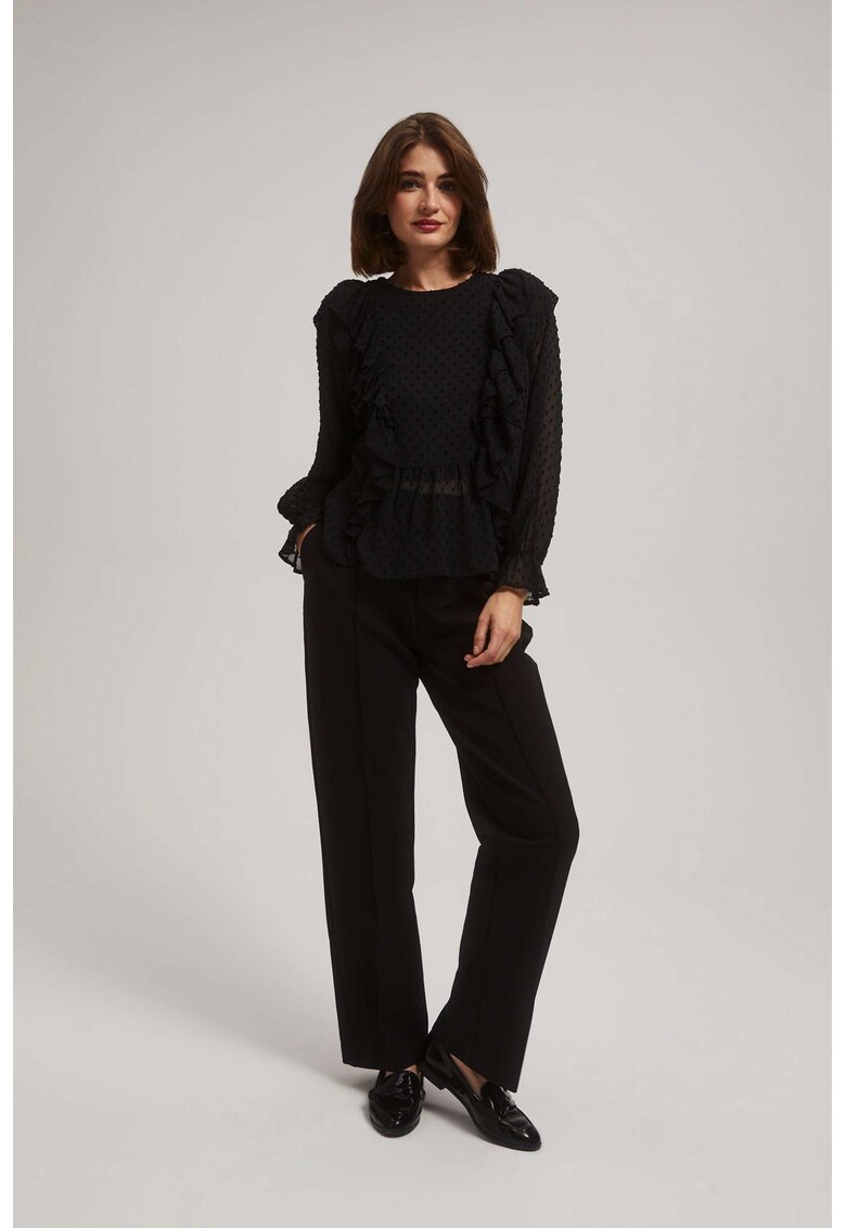 Pantaloni negri cu pliuri - Negru