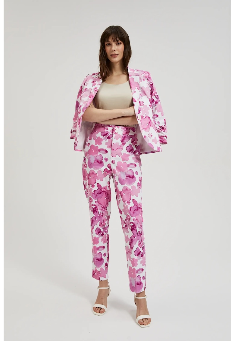 Pantaloni roz cu flori - Roz