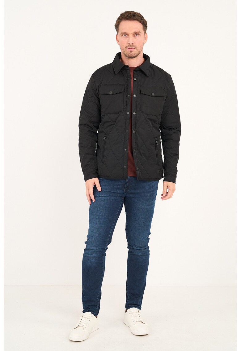 Jacheta cu buzunare cu capse - Negru