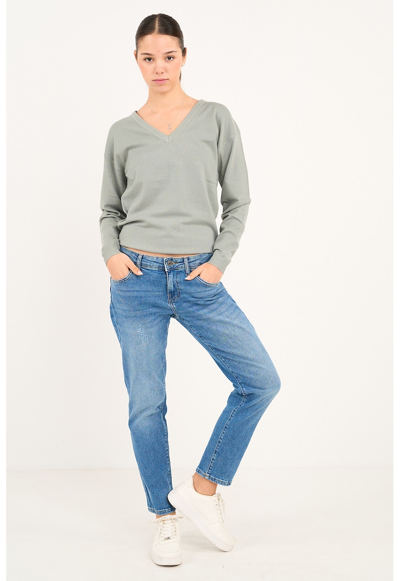 Blugi boyfriend cu aspect decolorat