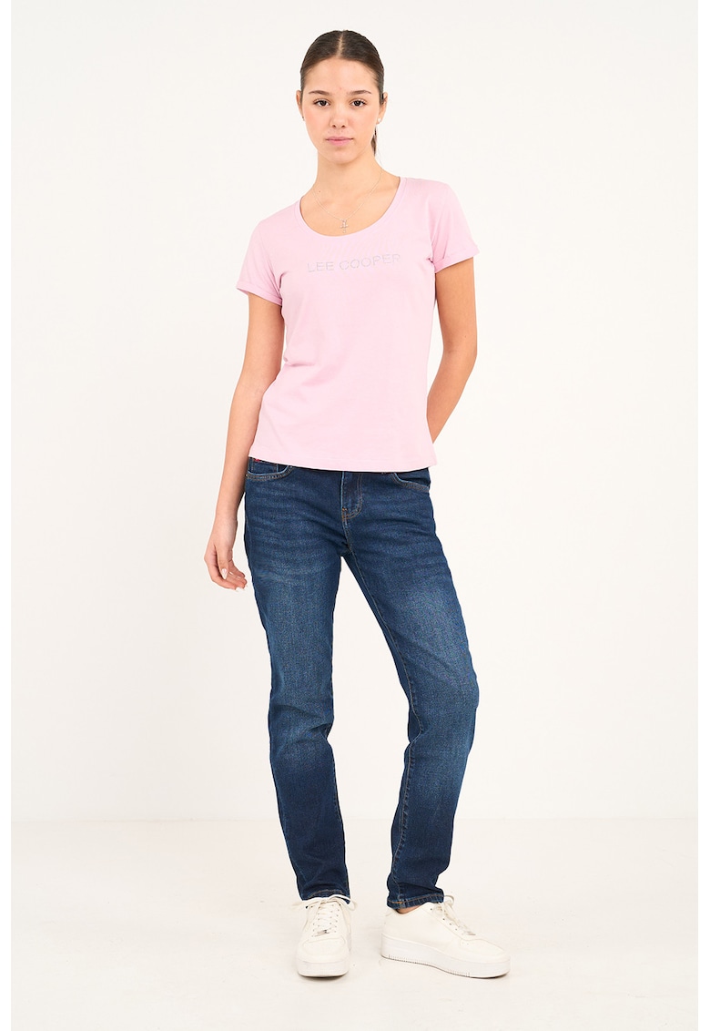 Blugi boydriend cu talie medie - Albastru inchis