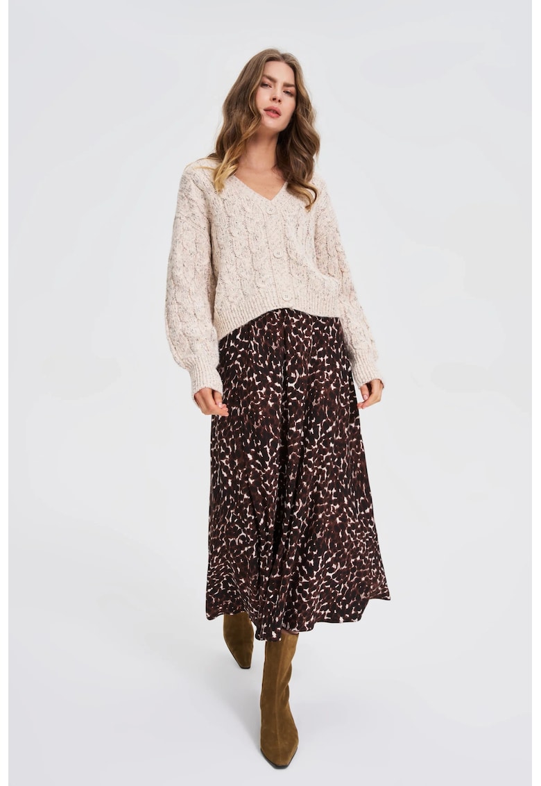 Cardigan bej cu impletitura decorativa - Bej