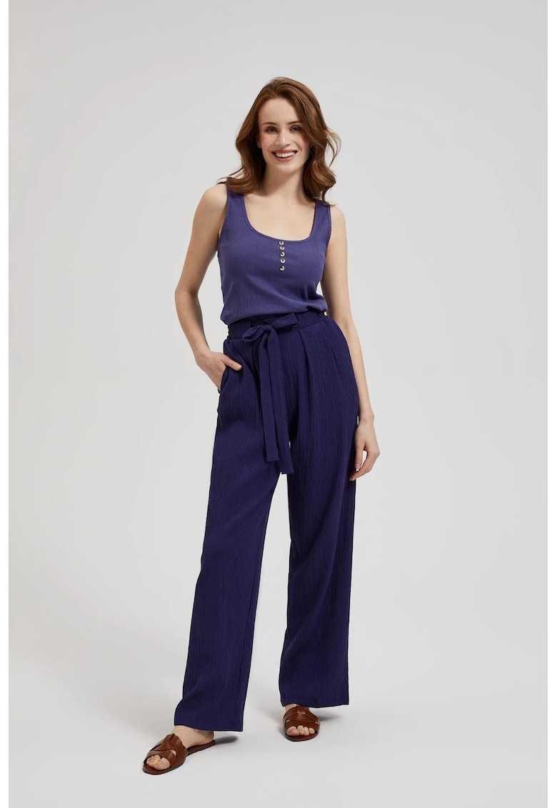 Pantaloni picioare late - talie înaltă - violet - Violet
