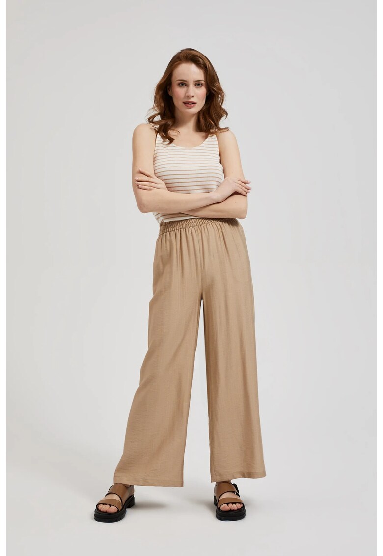 Pantaloni bej - talie - Maro deschis