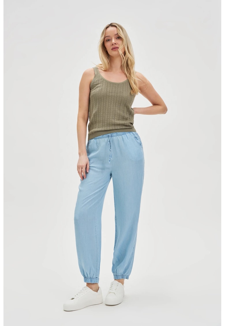 Pantaloni din lyocell bleumarin - BLUE