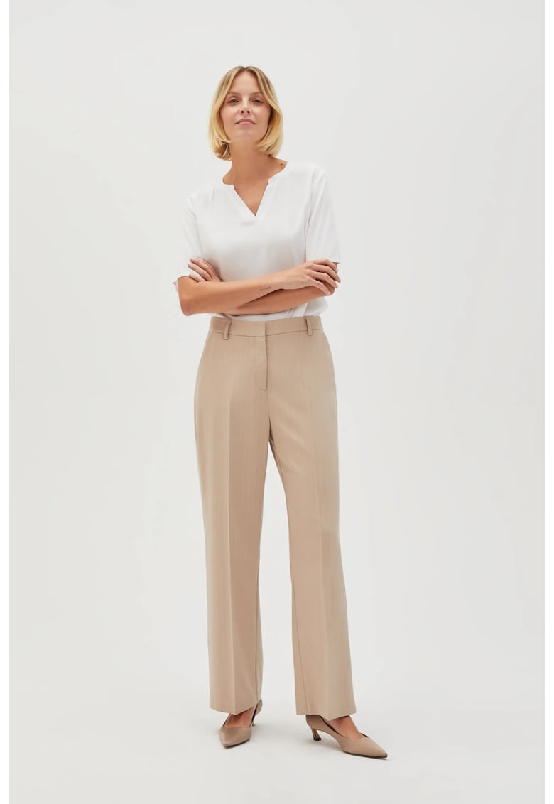 Pantaloni Bej cu Picioare Largi - Bej