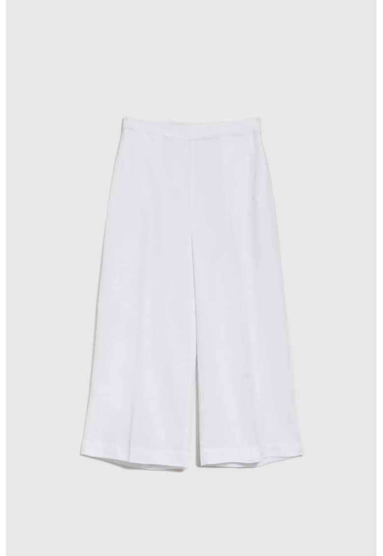 Culottes albe cu amestec de in - Alb