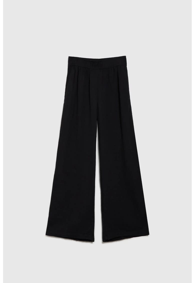 Pantaloni din bumbac negri cu picioare largi - Negru