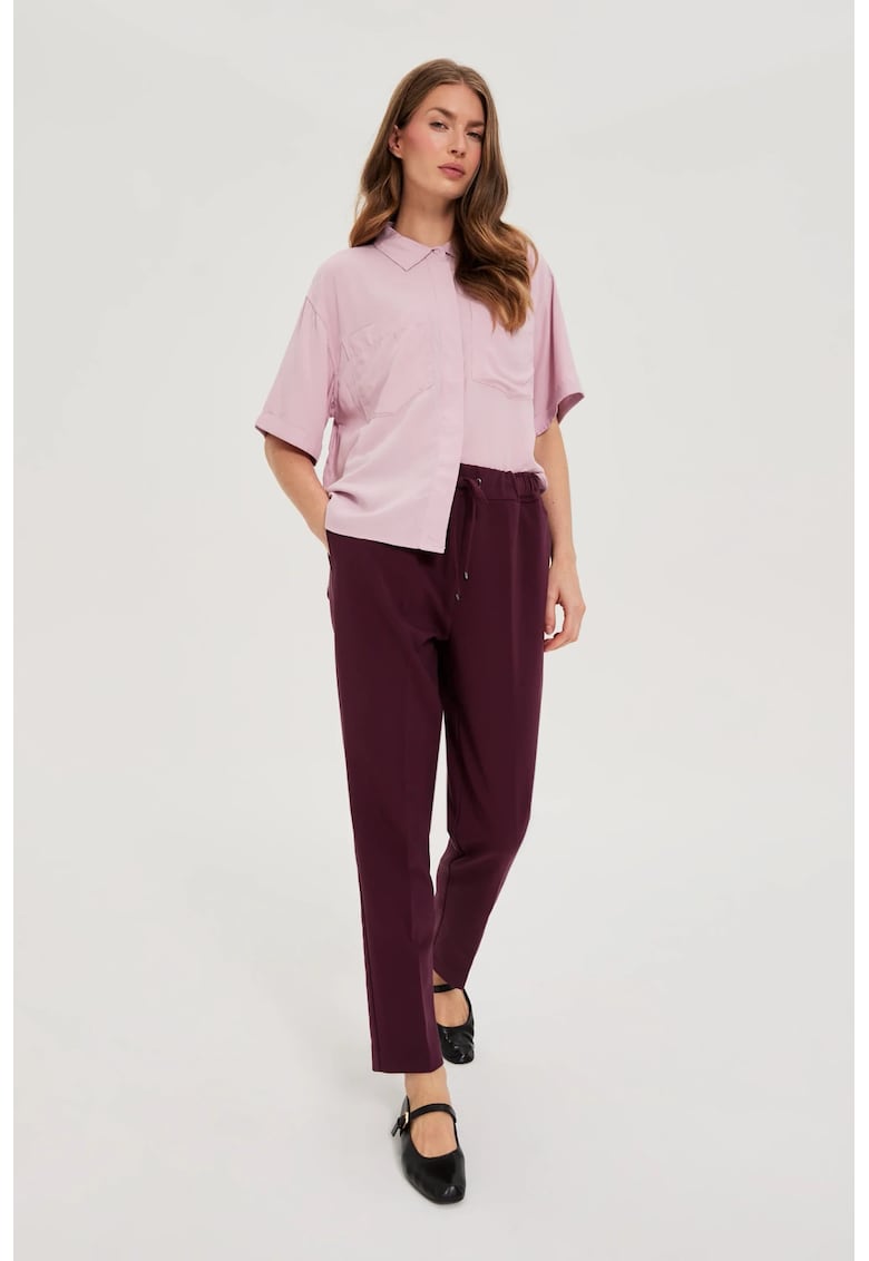 Pantaloni burgundy cu picioare drepte - Visiniu