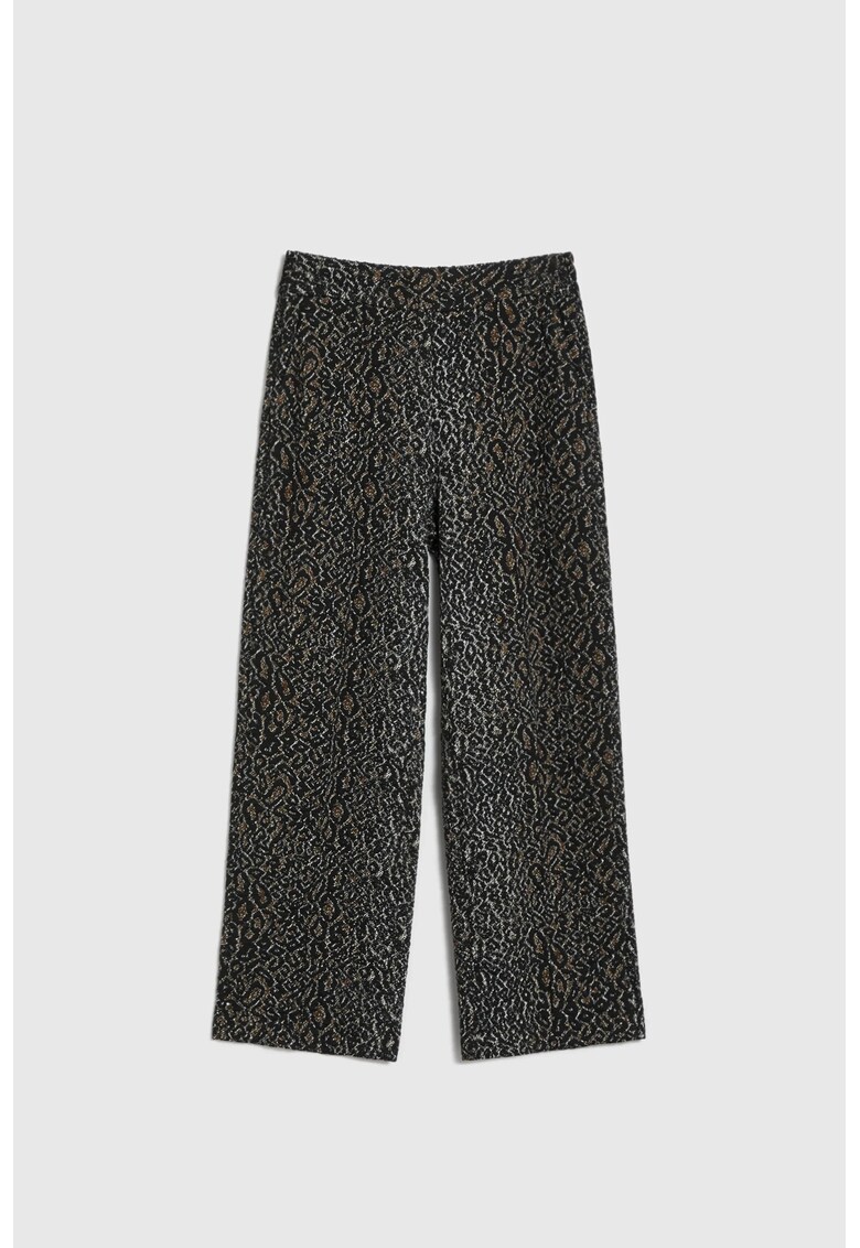 Pantaloni negri cu imprimeu de pantera - Negru