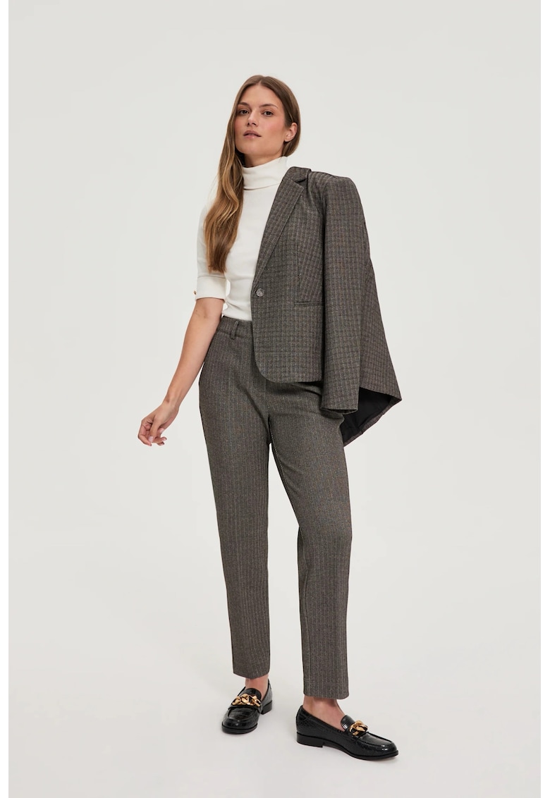Pantaloni bej cu fir metalic - Bej