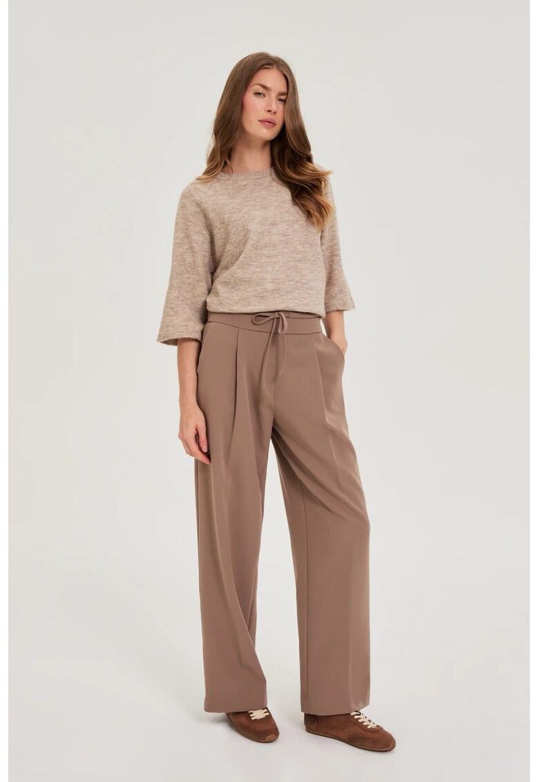 Pantaloni bej evazați - Maro deschis