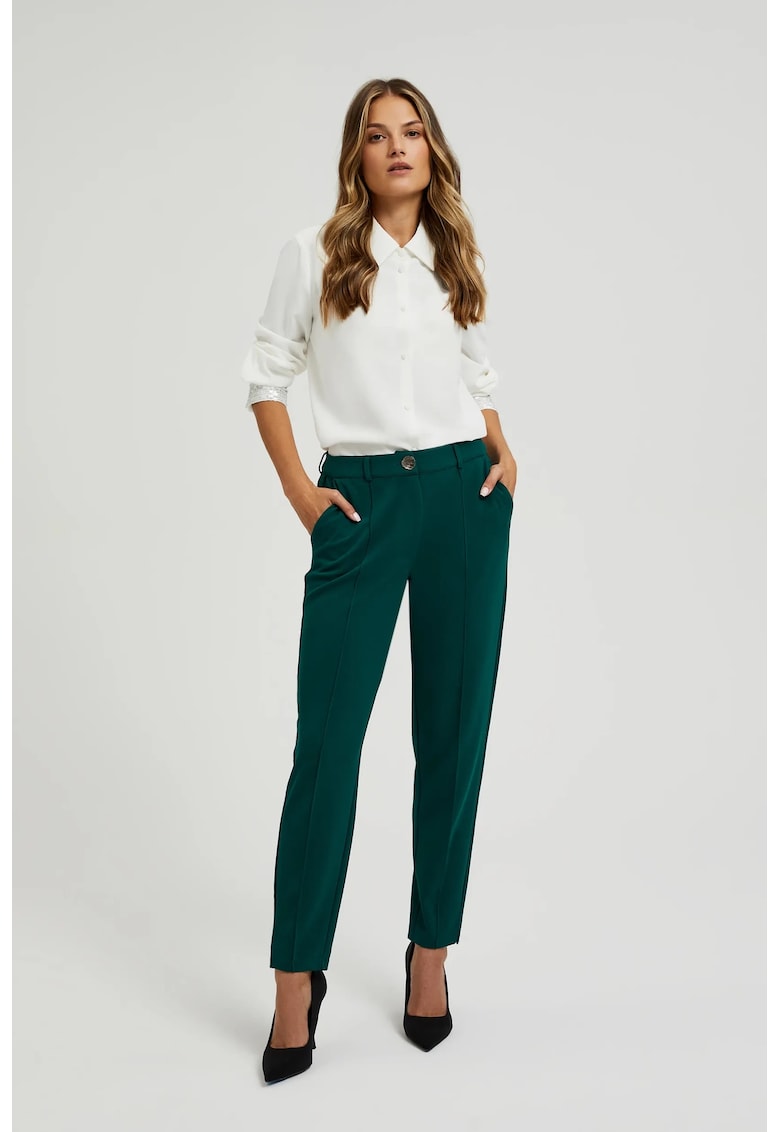 Pantaloni verzi cu picioare drepte - Verde inchis