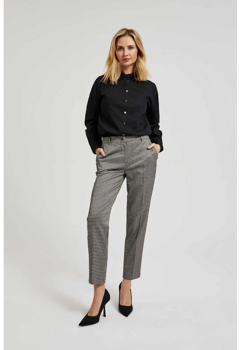 Pantaloni eleganti bej in carouri - Bej