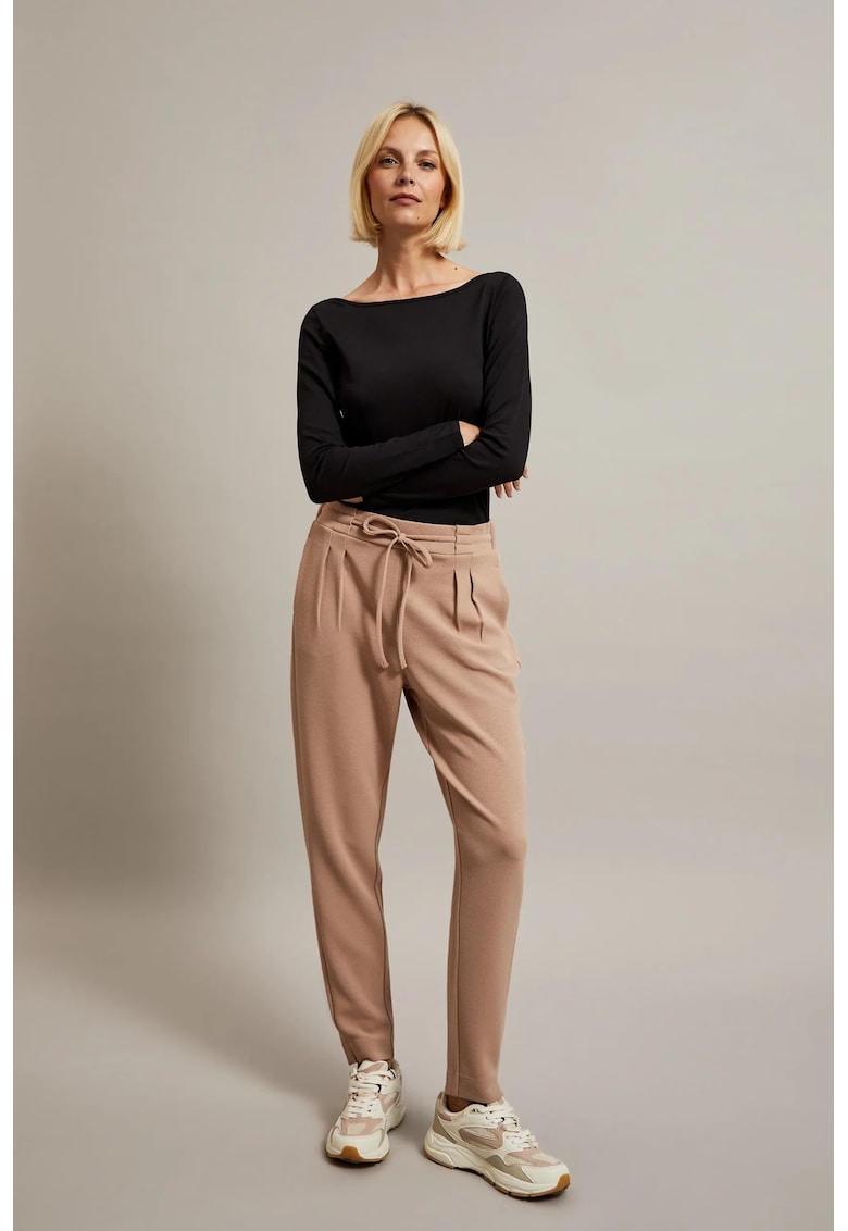 Pantaloni bej cu legare - Maro deschis