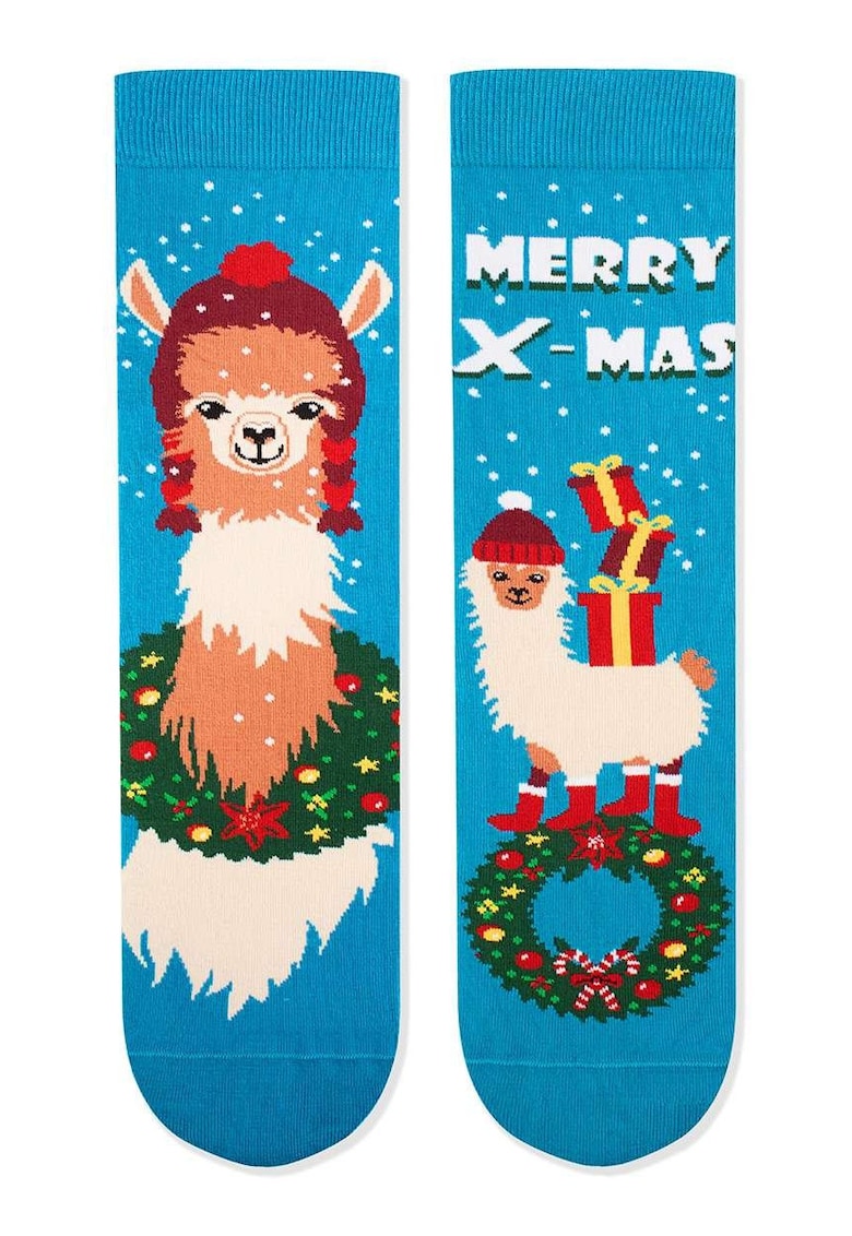 Sosete de Craciun din bumbac Arty Socks cu Lama Turcoaz